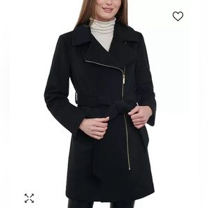 Michael Kors- Women's Asymmetric Wool Blend Wrap Coat